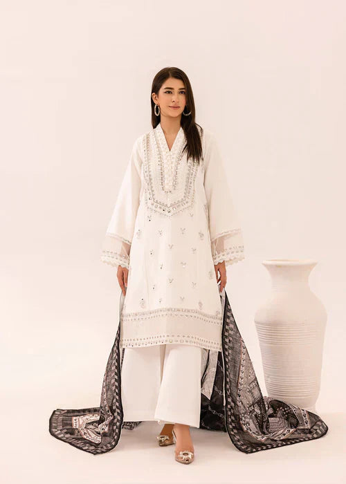 Ravish by Ruby Suleiman Women Pret 3 Piece Cotton Net White Mirror - Summer Collection