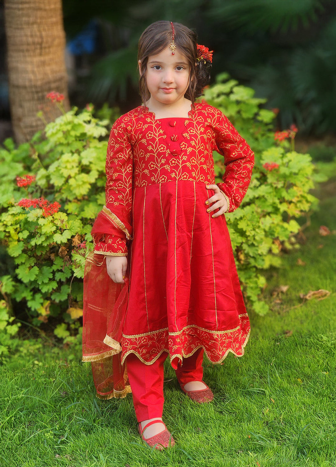 Modest Girl Pret Festive Blooming Red - Festive Collection