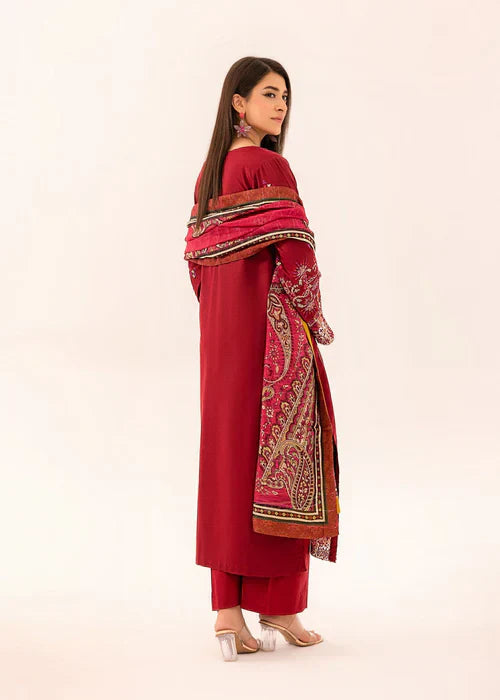Gohor e Nayab by Ruby Suleiman Pret Lawn Suits 3 Piece Rose Rouge - Festive Collection