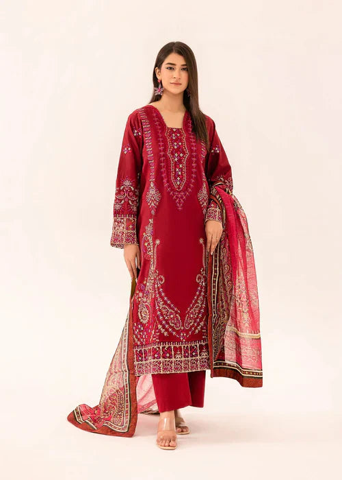 Gohor e Nayab by Ruby Suleiman Pret Lawn Suits 3 Piece Rose Rouge - Festive Collection