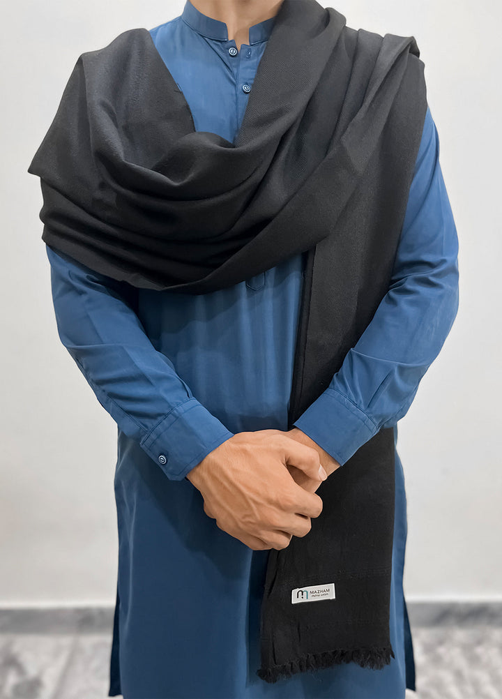 Mazham Wool Shawl Unstitched Black Wool - Winter Collection