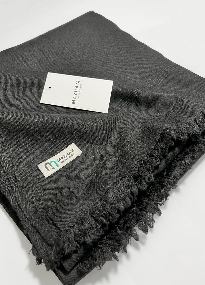 Mazham Wool Shawl Unstitched Black Wool - Winter Collection