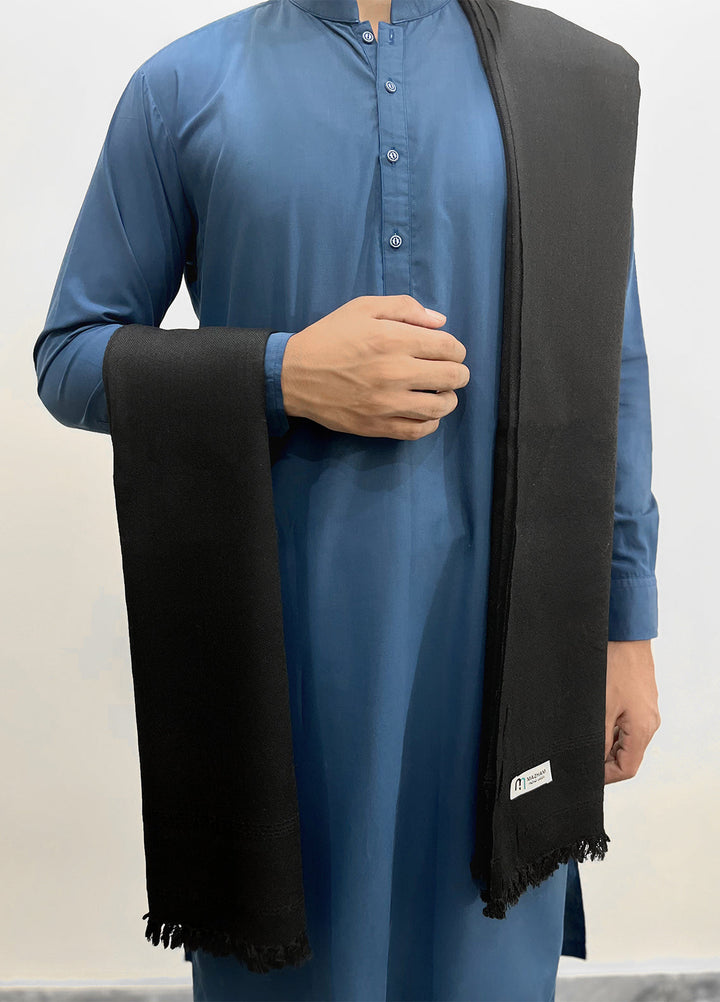 Mazham Wool Shawl Unstitched Black Wool - Winter Collection