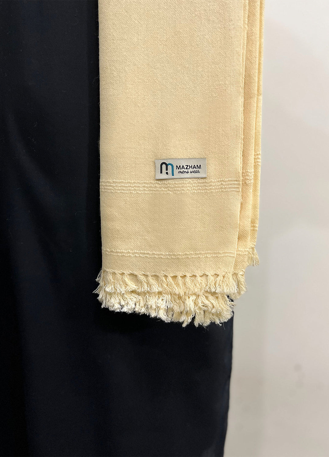 Mazham Wool Shawl Unstitched Cream Wool - Winter Collection