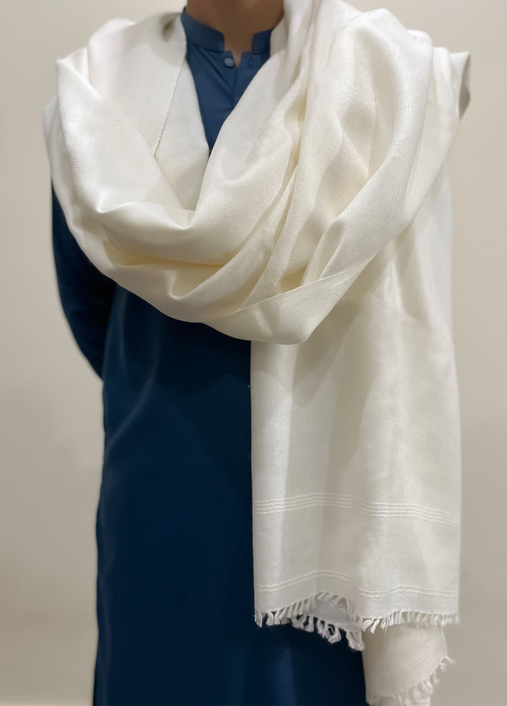 Mazham Wool Shawl Unstitched Off White Wool - Winter Collection