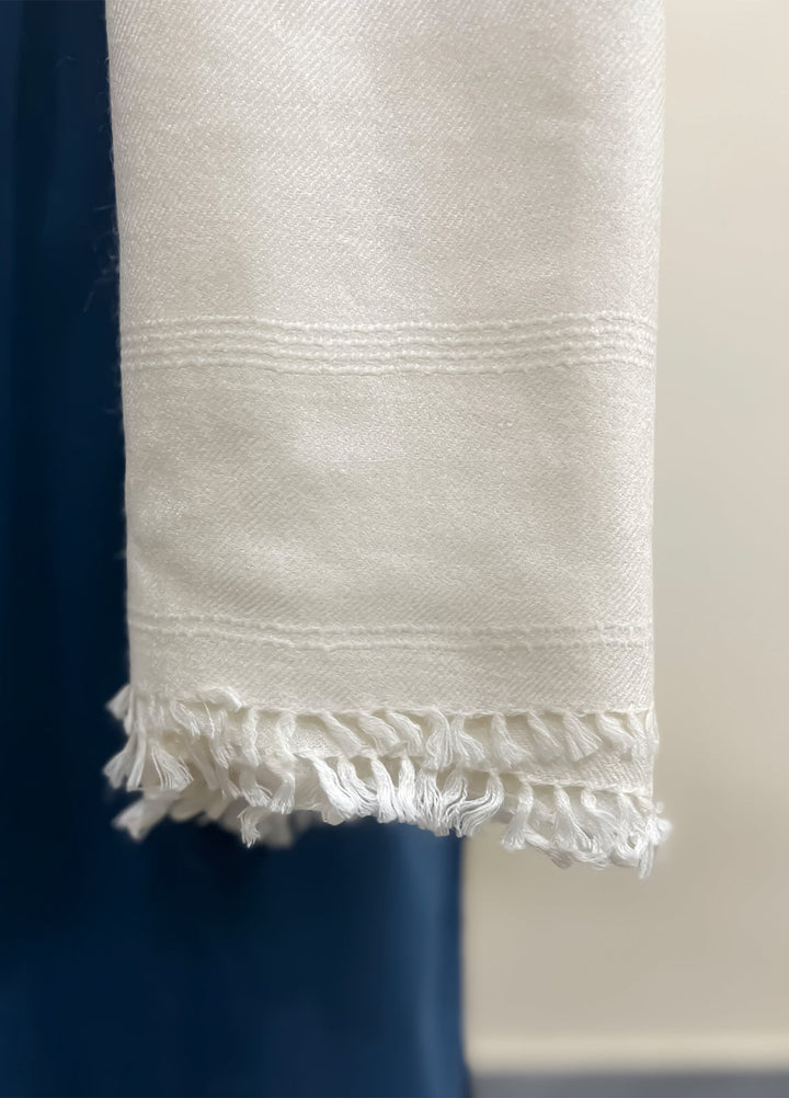 Mazham Wool Shawl Unstitched Off White Wool - Winter Collection