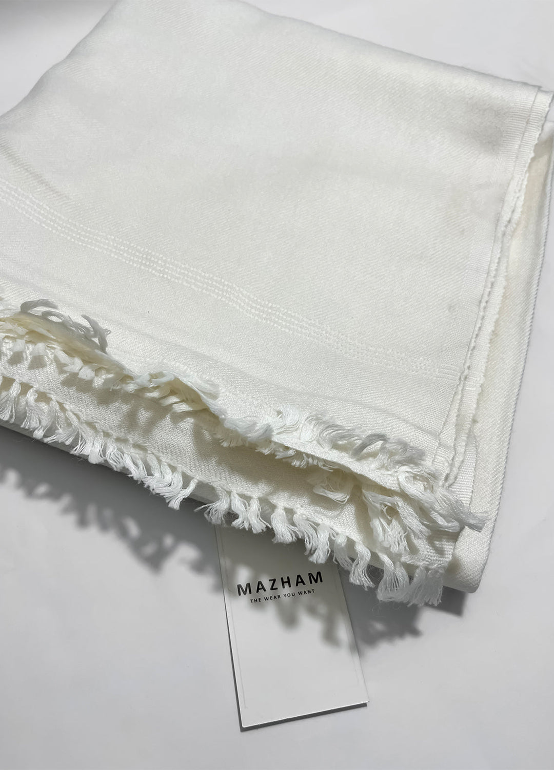 Mazham Wool Shawl Unstitched Off White Wool - Winter Collection