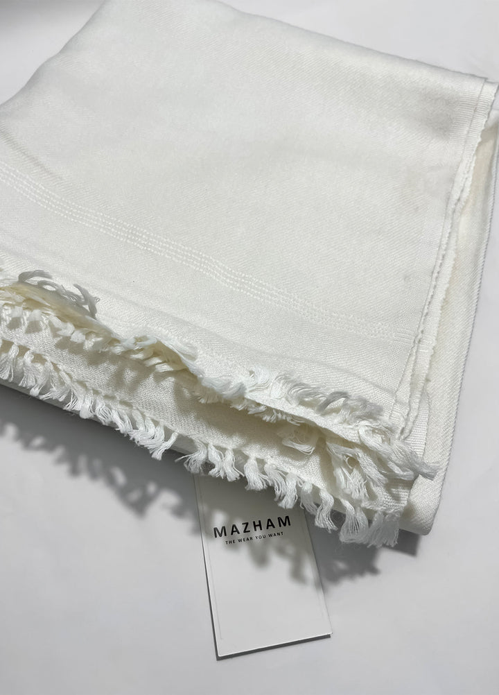 Mazham Wool Shawl Unstitched Off White Wool - Winter Collection