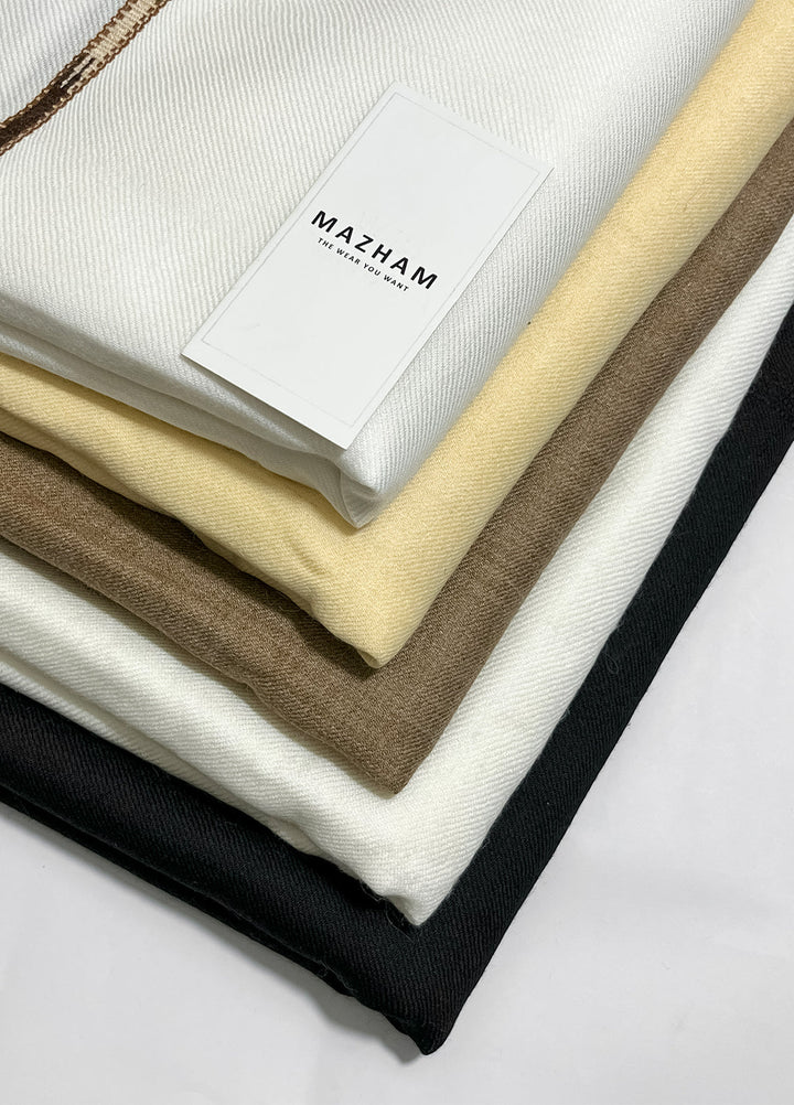Mazham Wool Shawl Unstitched Off White Wool - Winter Collection