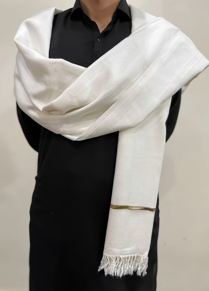 Mazham Wool Shawl Unstitched Off White Swati Thread - Winter Collection