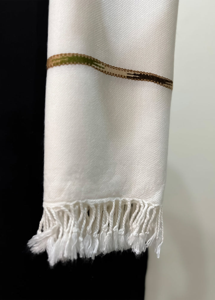 Mazham Wool Shawl Unstitched Off White Swati Thread - Winter Collection