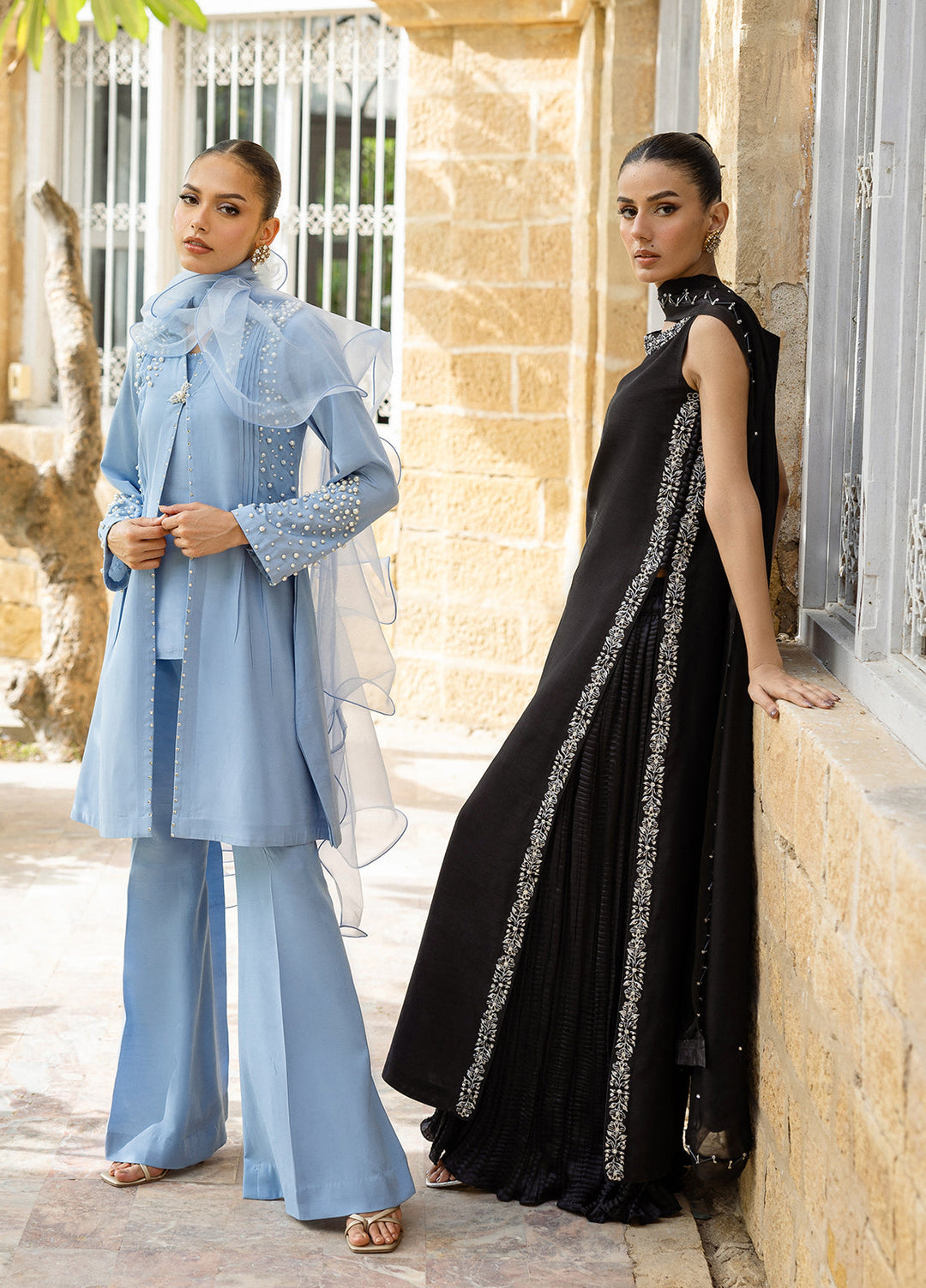 Elara by Mavie Women Pret Georgette Celeste - Festive Collection