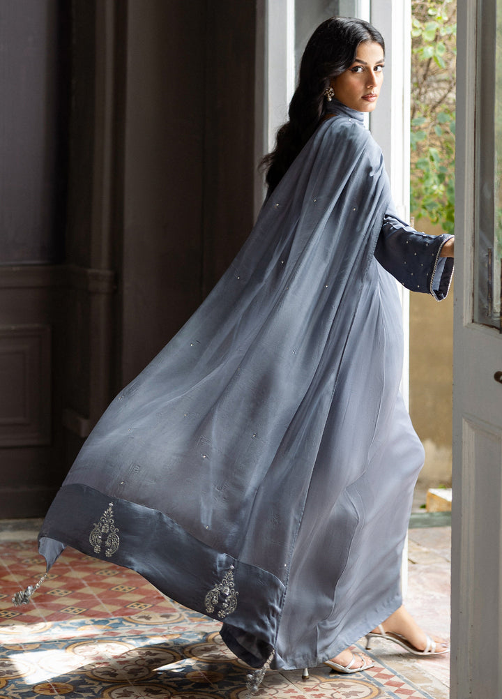 Elara by Mavie Women Pret Shamose Silk Slate - Festive Collection