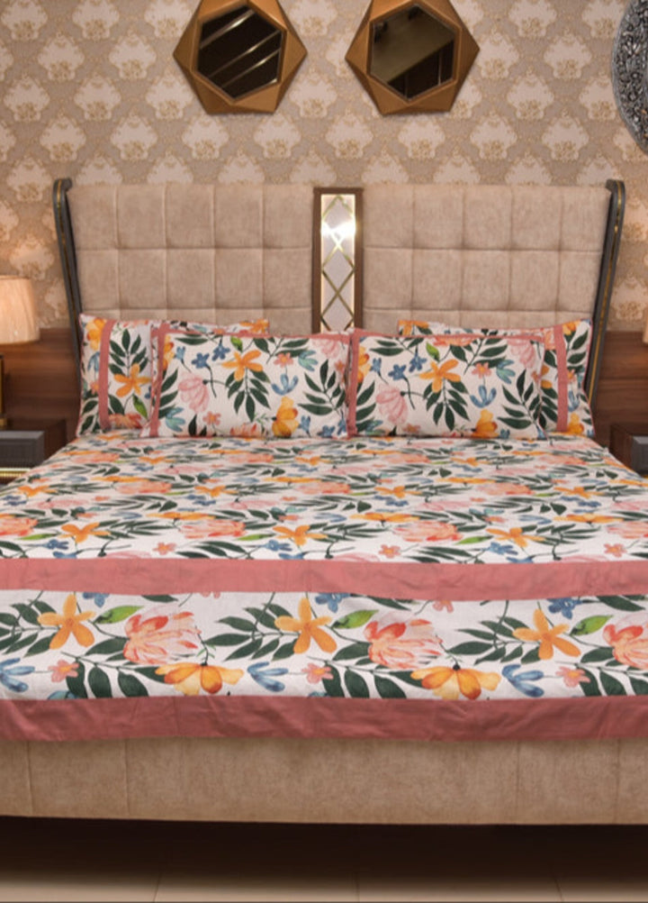Innovative Official Patchwork Cotton Printed Bedsheet Set with 4 Pillows Covers - Wedding Collection