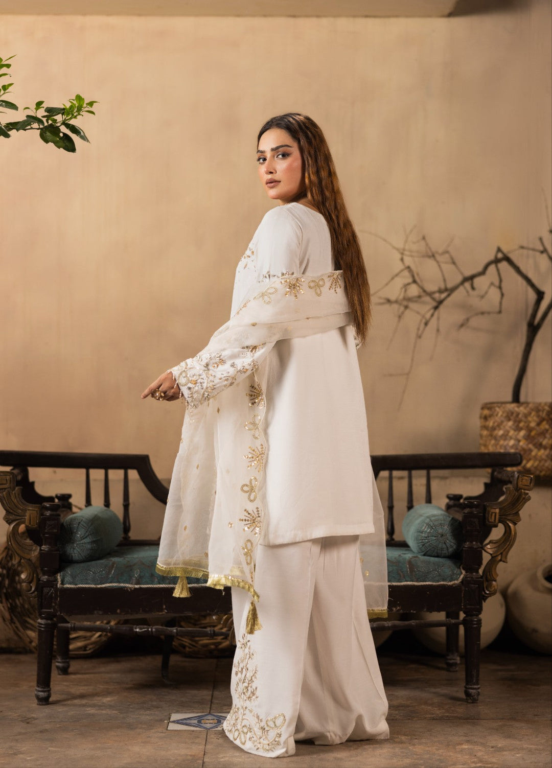 Ramz O Raaz by Ruby Suleiman Pret Creamy waves - Festive Collection