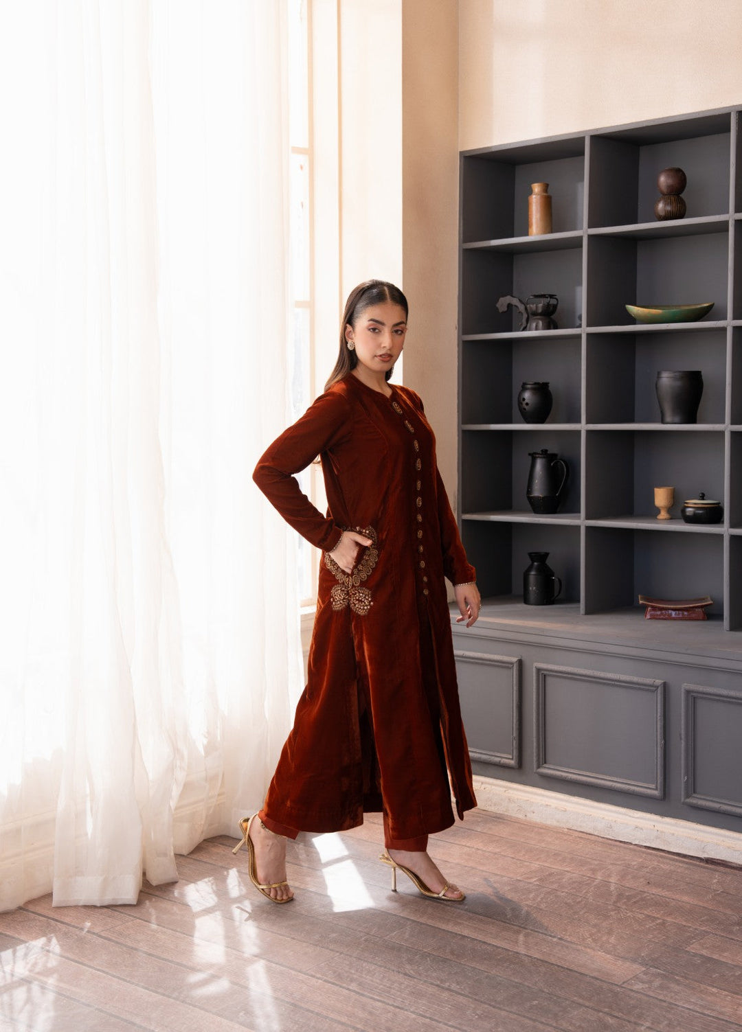 The Velvet Rise by Fozia Khalid Pret Mocha Luxe - Festive Collection