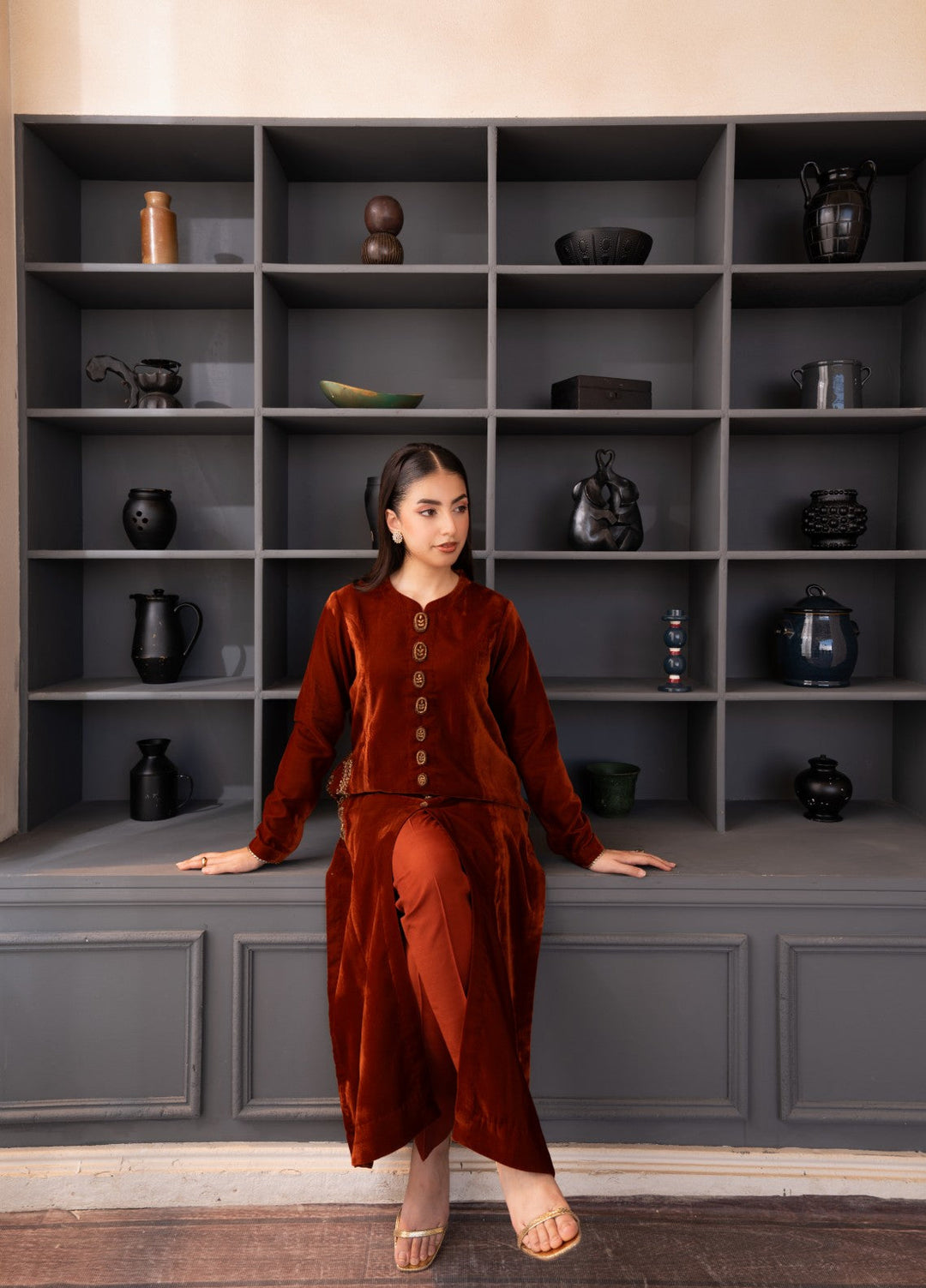 The Velvet Rise by Fozia Khalid Pret Mocha Luxe - Festive Collection