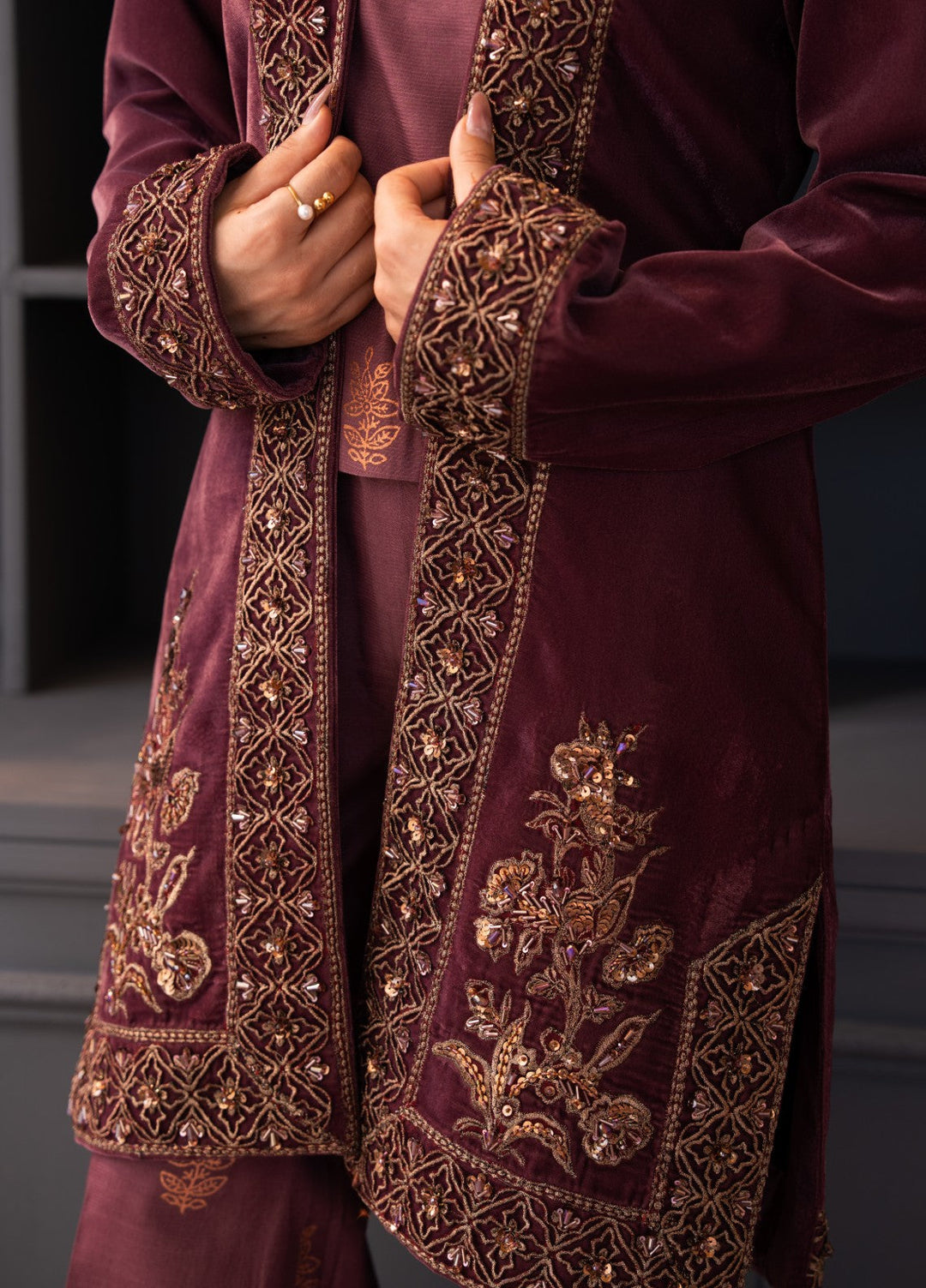 The Velvet Rise by Fozia Khalid Pret Opal Mist - Festive Collection