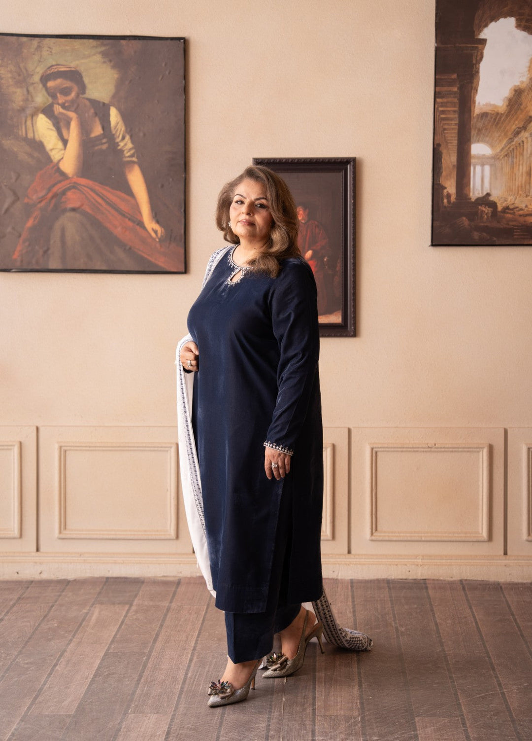 The Velvet Rise by Fozia Khalid Pret Steal Mist - Festive Collection