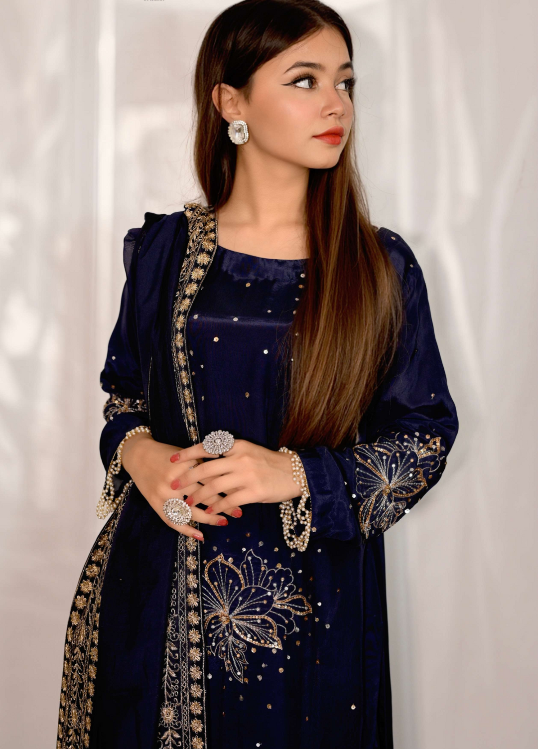 Khuwab by Kazma Shehnai Women Pret Korean Silk 3 Piece Azure - Festive Collection