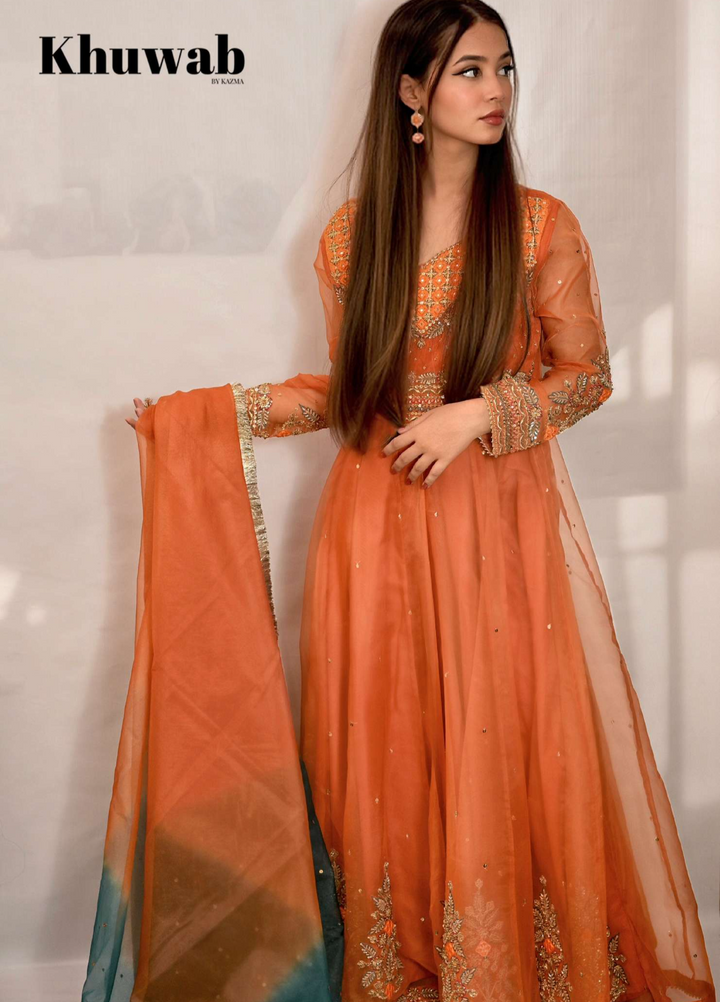 Khuwab by Kazma Shehnai Women Pret Organza 3 Piece Gul-E-Nar - Festive Collection