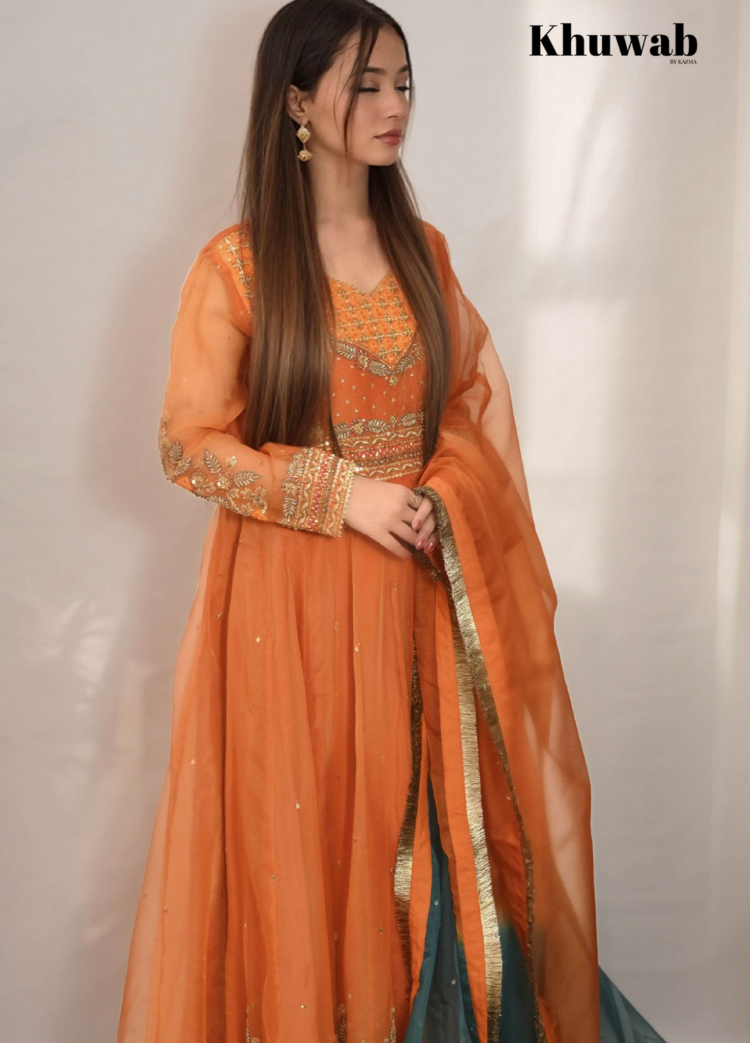 Khuwab by Kazma Shehnai Women Pret Organza 3 Piece Gul-E-Nar - Festive Collection