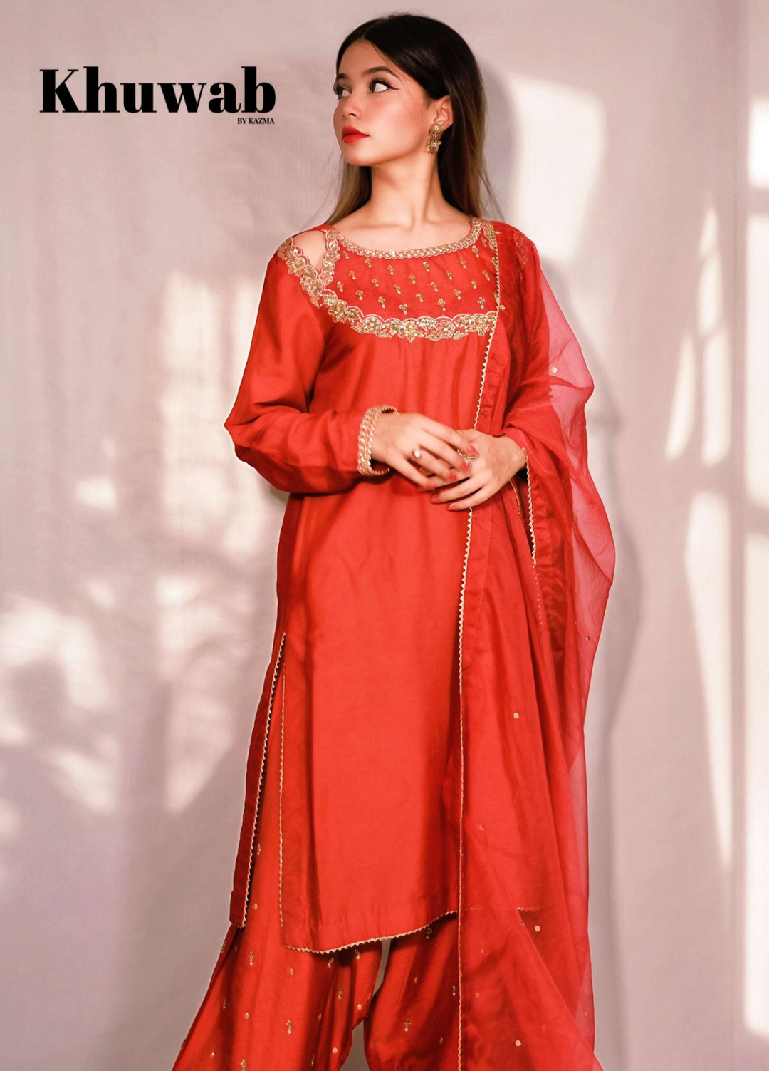 Khuwab by Kazma Shehnai Women Pret Cotton Silk 3 Piece Amber - Festive Collection