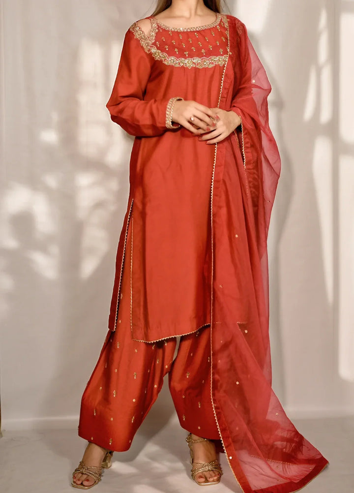 Khuwab by Kazma Shehnai Women Pret Cotton Silk 3 Piece Amber - Festive Collection