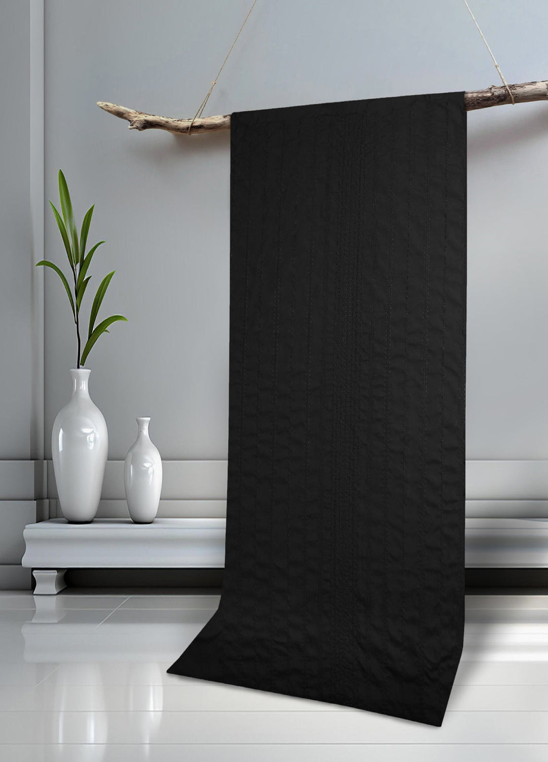 Monochorme by fabrich Men Unstitch Front Allover Embroidery With Bann/Placket Black GTS-FE-014 - Festive Collection