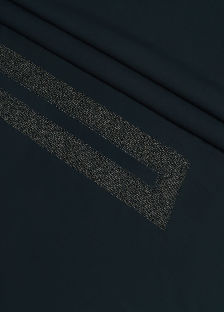 Monochorme by fabrich Men Unstitch Tarkashi Effect Embroidered Neckline Olive GTS-FE-005 - Festive Collection