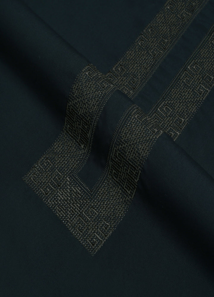 Monochorme by fabrich Men Unstitch Tarkashi Effect Embroidered Neckline Olive GTS-FE-005 - Festive Collection