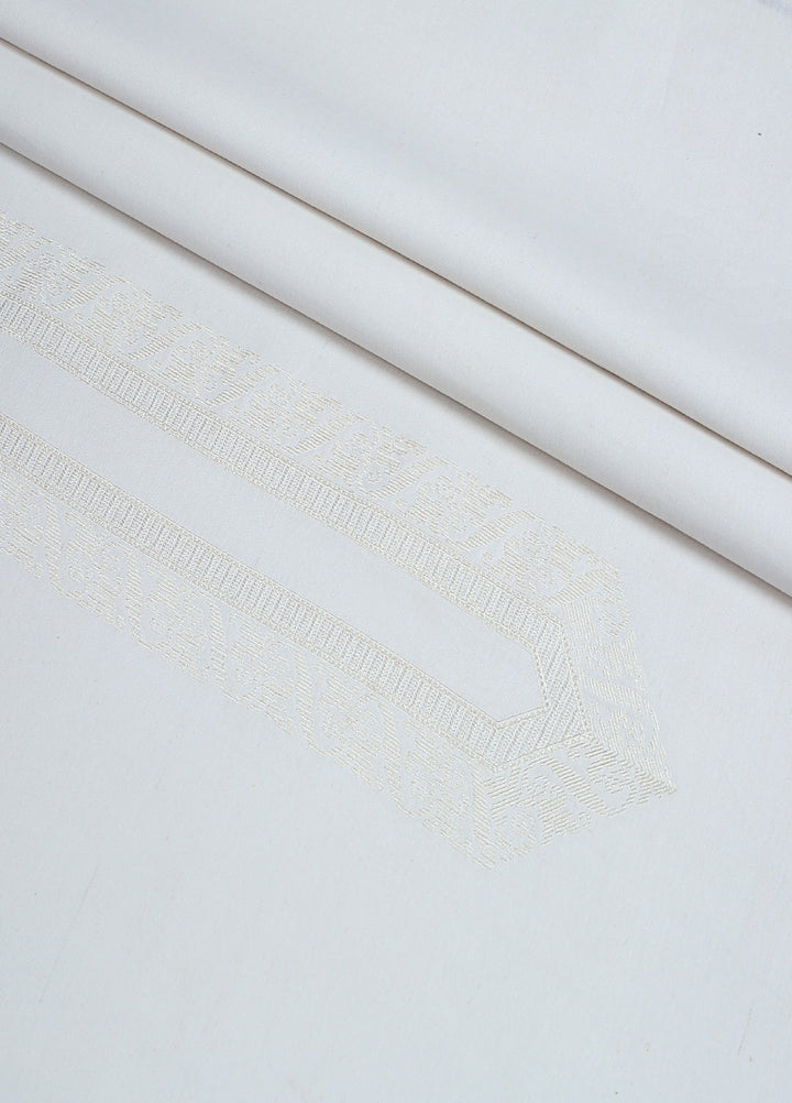 Men Unstitch Embroidered Neckline Cotton Karandi-Off White-GTS-KB-021