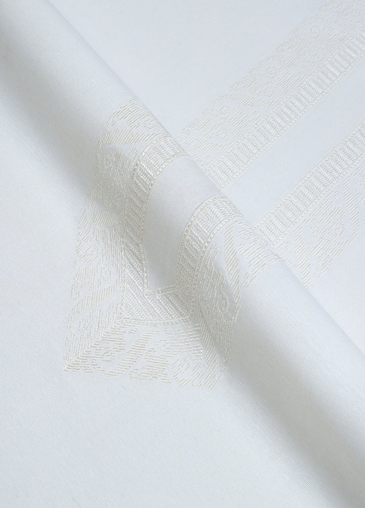 Men Unstitch Embroidered Neckline Cotton Karandi-Off White-GTS-KB-021