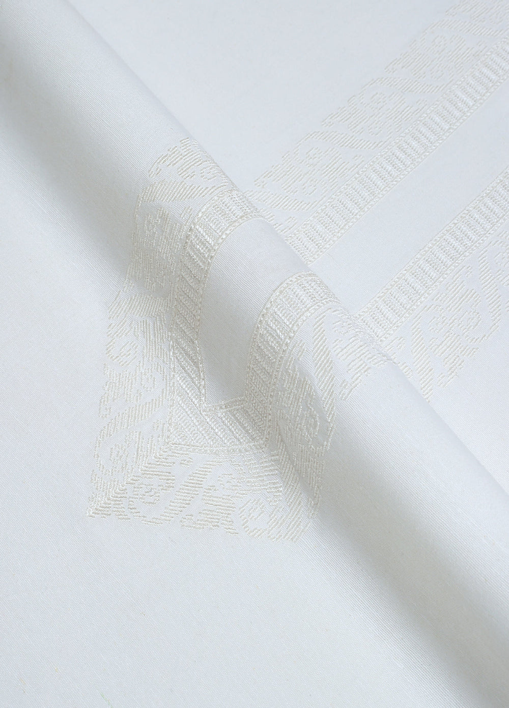 Men Unstitch Embroidered Neckline Cotton Karandi-Off White-GTS-KB-021