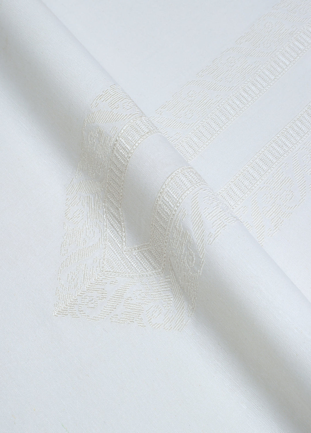 Men Unstitch Embroidered Neckline Cotton Karandi-Off White-GTS-KB-021