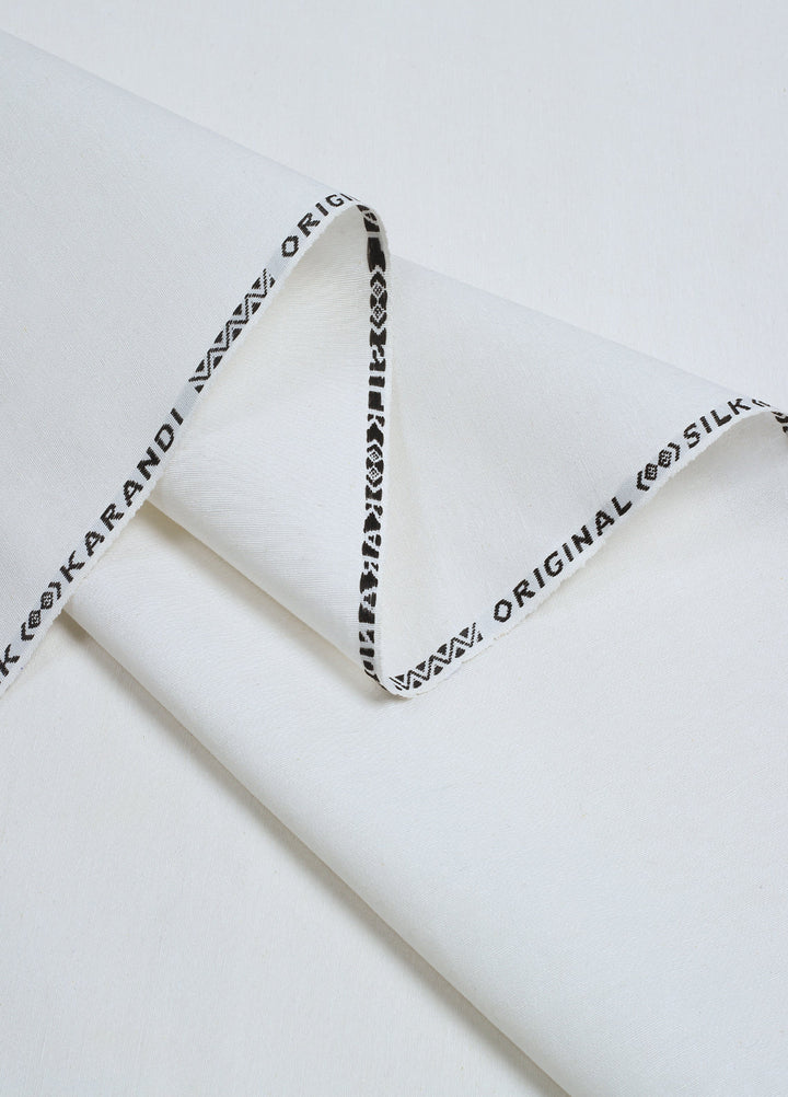 Men Unstitch Embroidered Neckline Cotton Karandi-Off White-GTS-KB-021