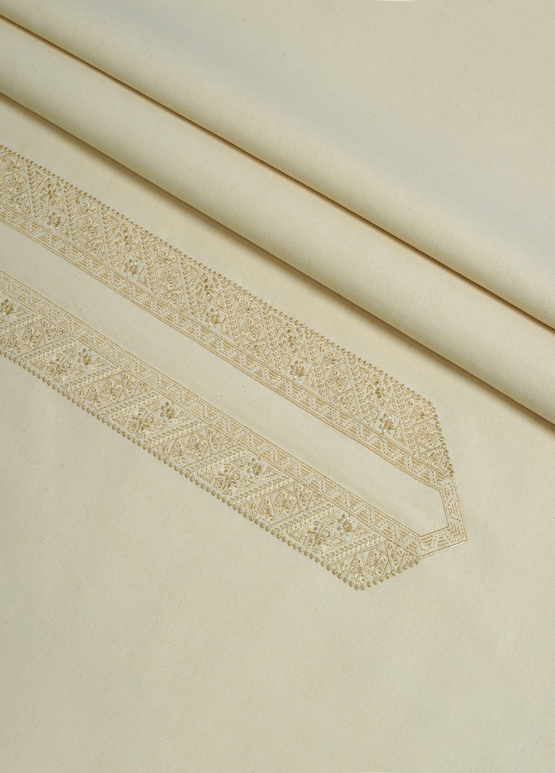 Men Unstitch Neckline Embroidered Cotton Karandi Fabric-Cream-GTS-KB-020