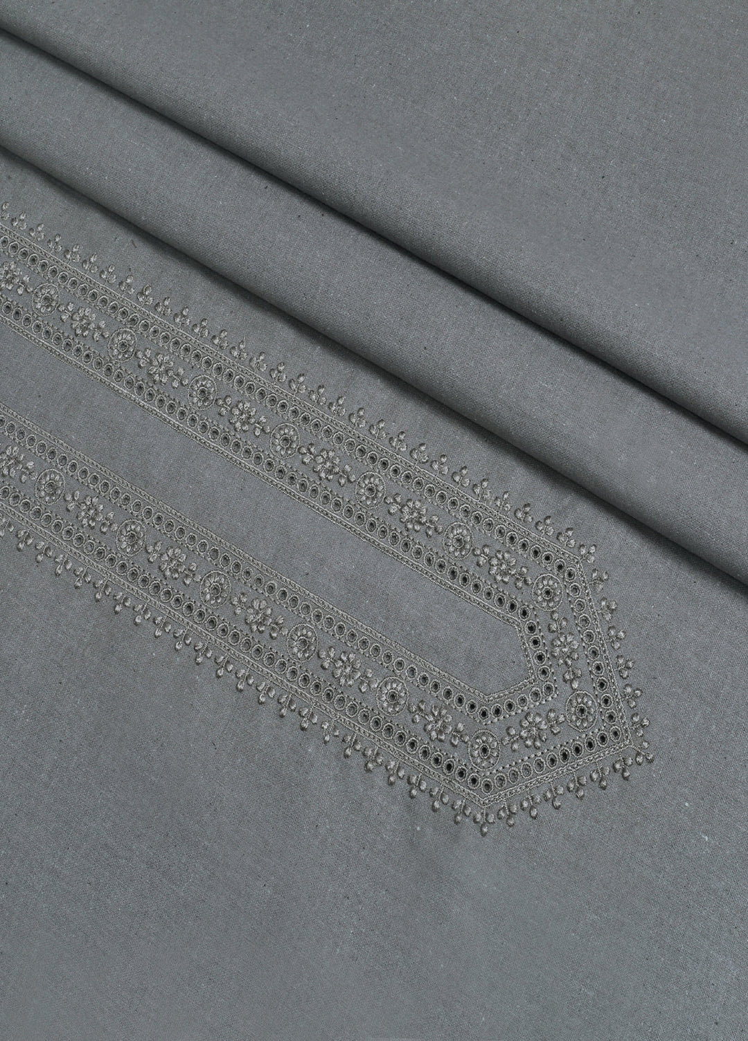Men Unstitch Embroidered Khaddar Cutwork Neckline-Grey-GTS-KB-009