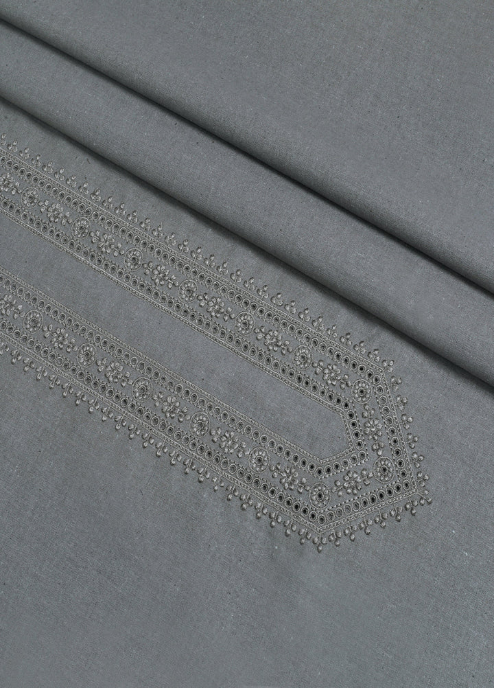 Men Unstitch Embroidered Khaddar Cutwork Neckline-Grey-GTS-KB-009