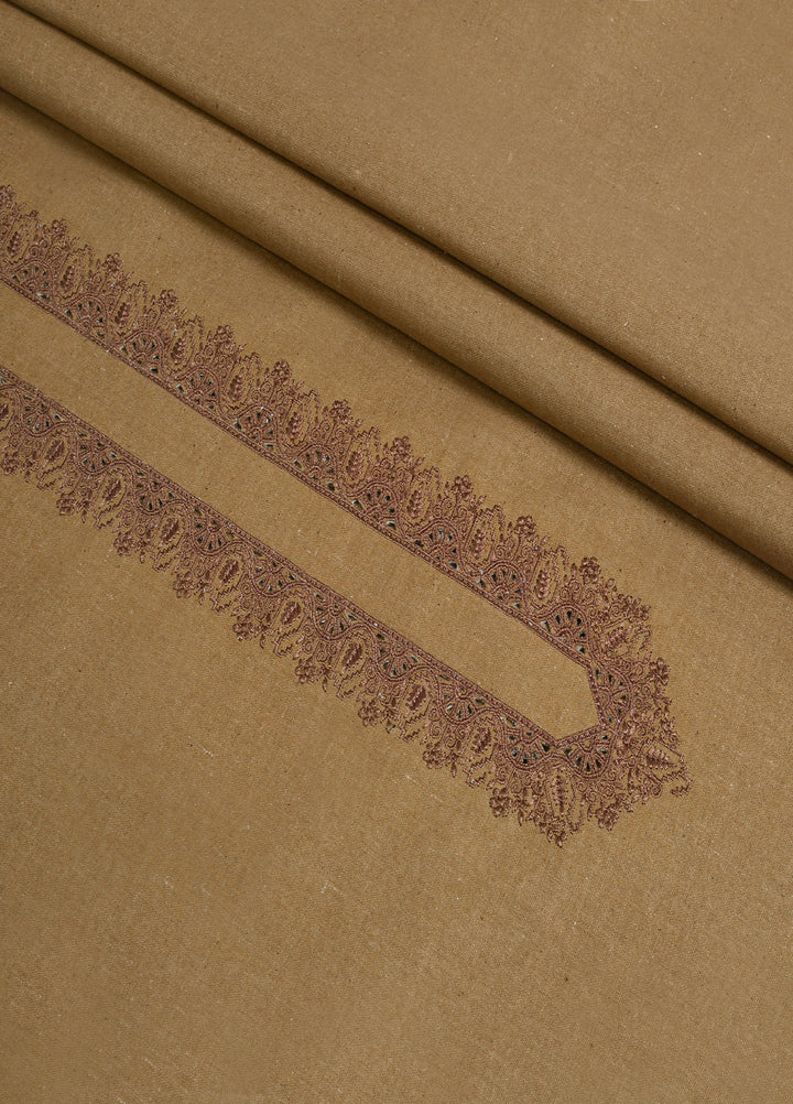 Men Unstitch Embroidered Khaddar Cutwork Neckline-Wheat-Orange-GTS-KB-010