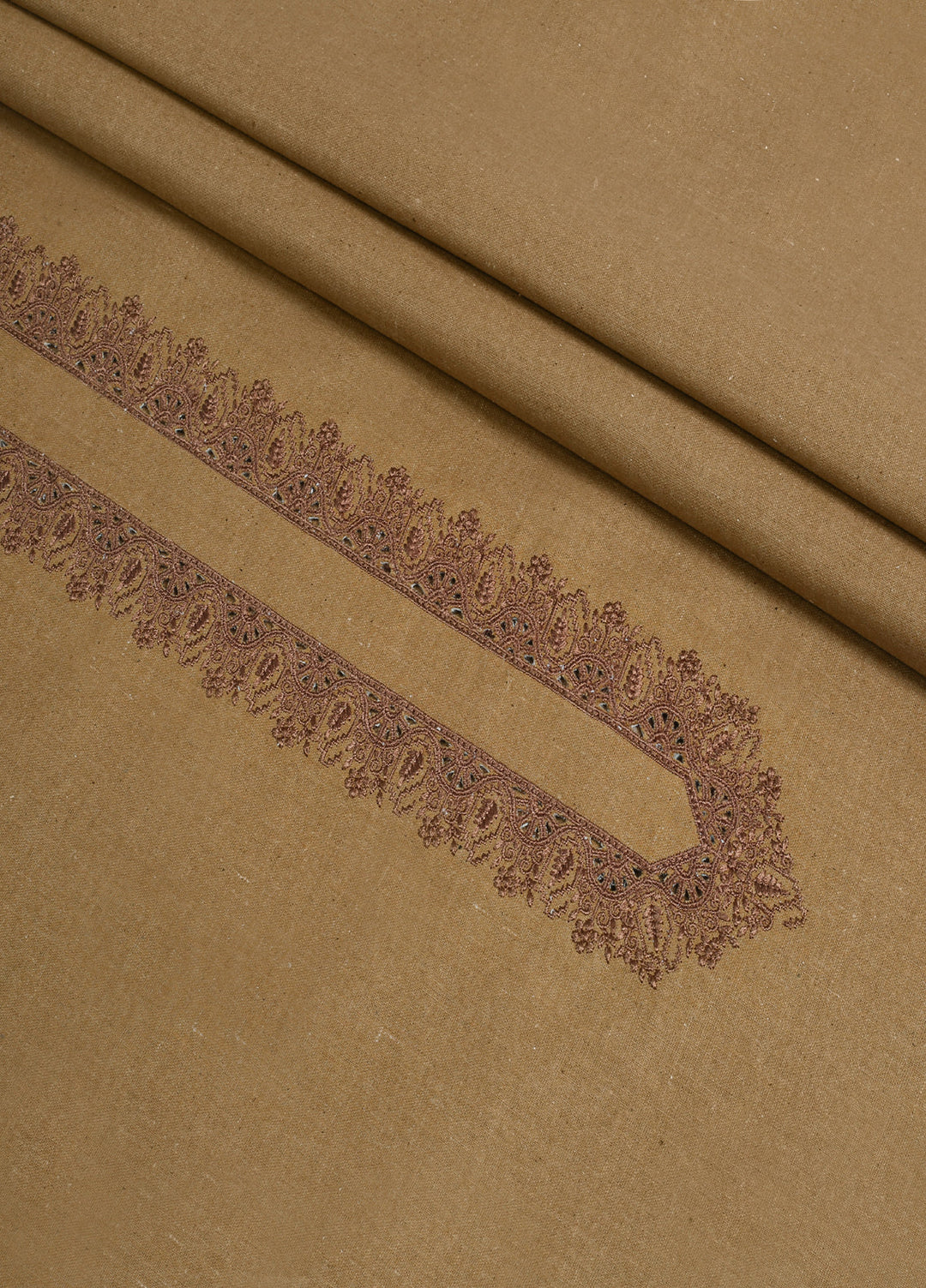 Men Unstitch Embroidered Khaddar Cutwork Neckline-Wheat-Orange-GTS-KB-010