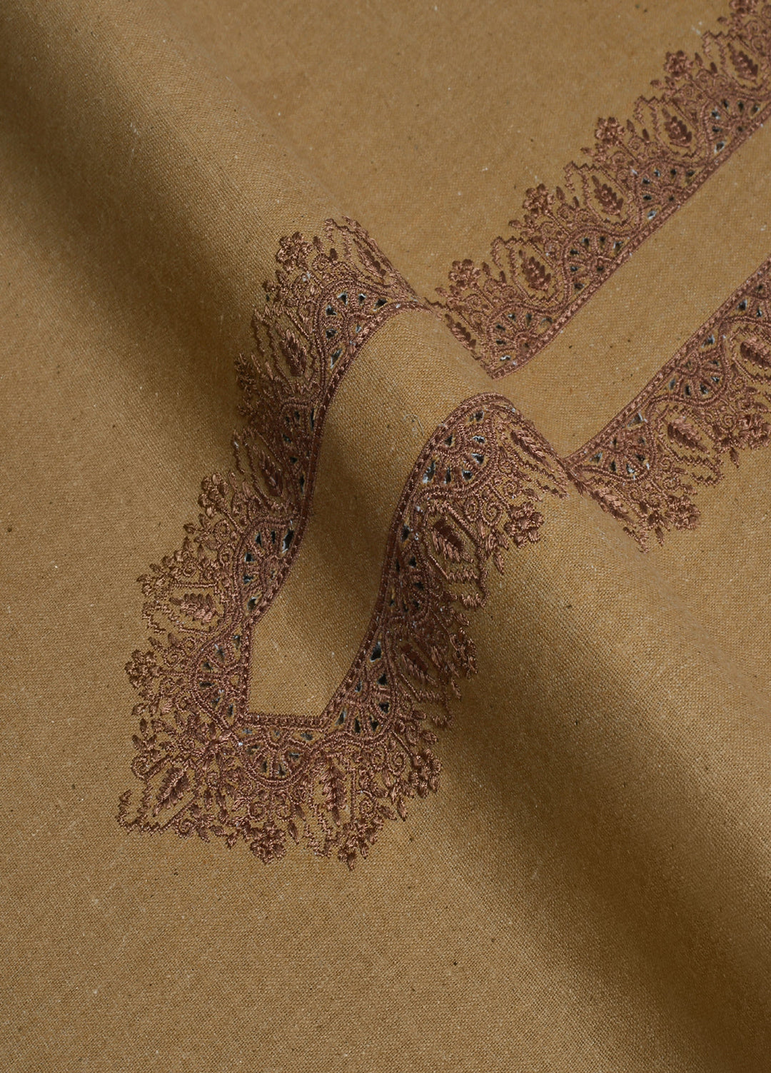 Men Unstitch Embroidered Khaddar Cutwork Neckline-Wheat-Orange-GTS-KB-010