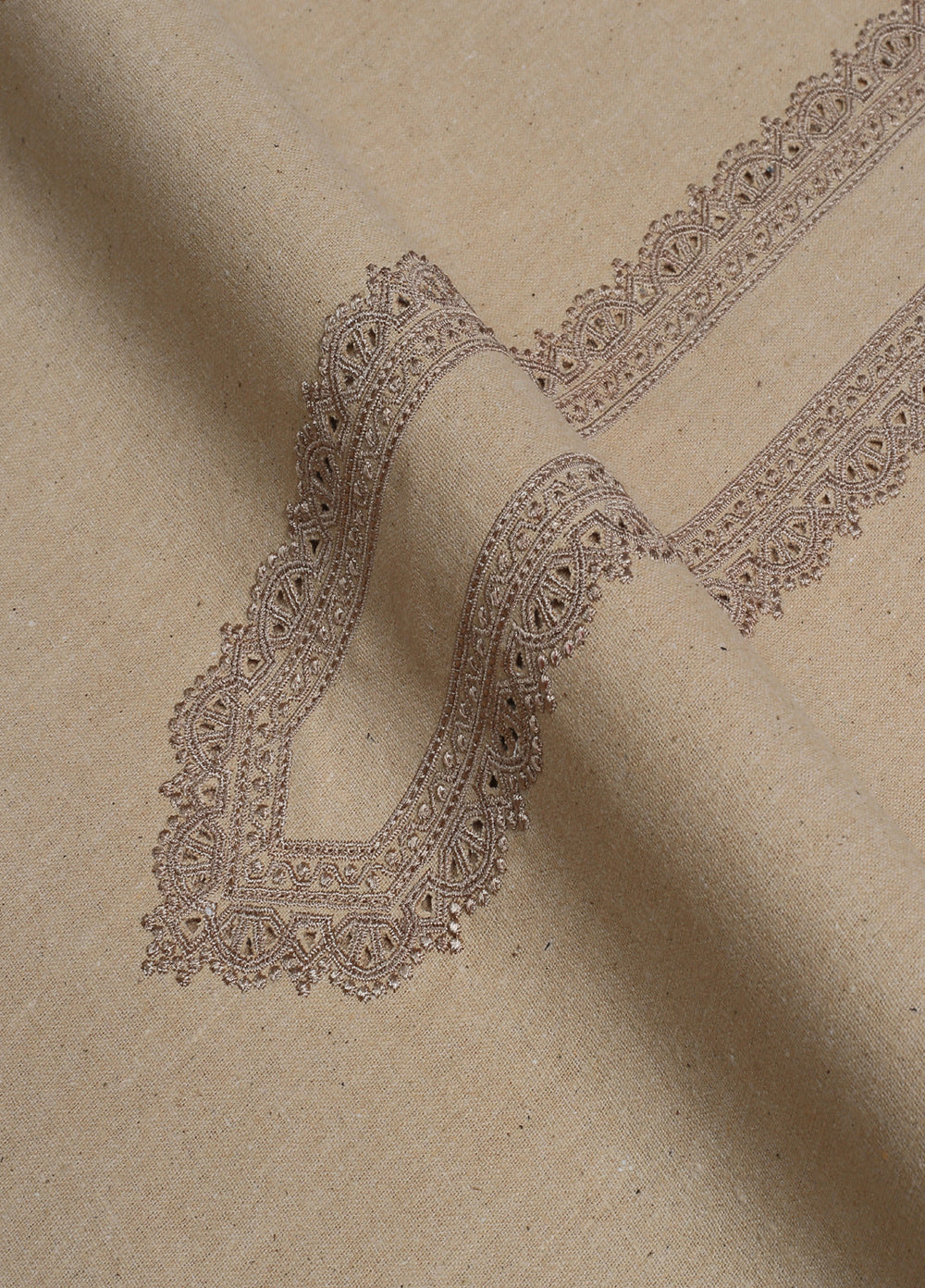 Men Unstitch Embroidered Khaddar Cutwork Neckline-Fawn-GTS-KB-012