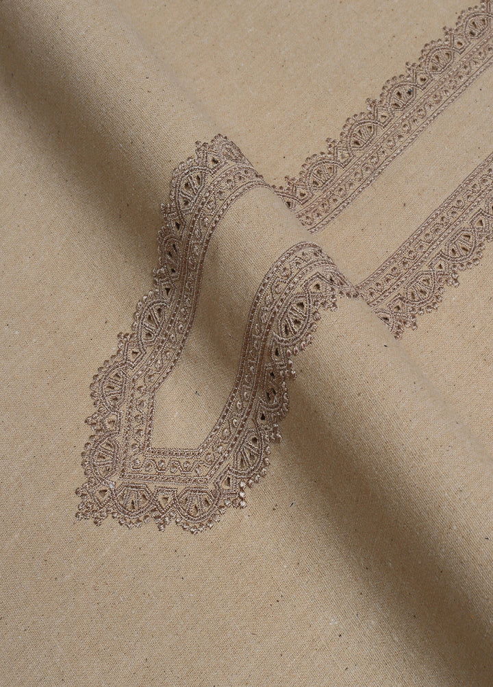 Men Unstitch Embroidered Khaddar Cutwork Neckline-Fawn-GTS-KB-012