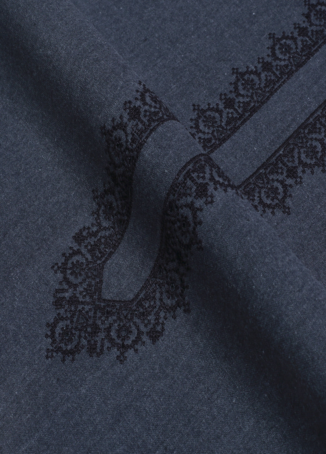 Men Unstitch Embroidered Khaddar Cutwork Neckline-Charcoal-GTS-KB-014