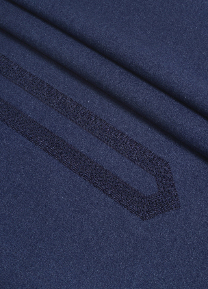 Men Unstitch Embroidered Khaddar Cutwork Neckline-Denim-GTS-KB-018