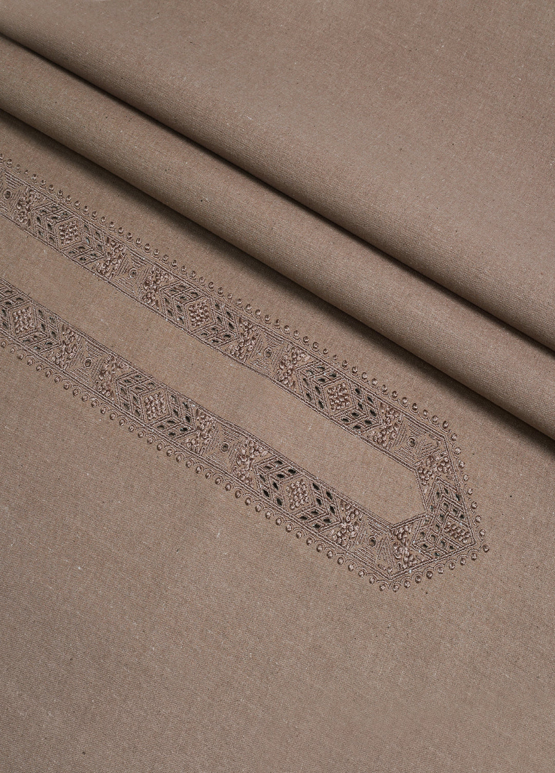 Men Unstitch Embroidered Khaddar Cutwork Neckline-Tan-GTS-KB-019