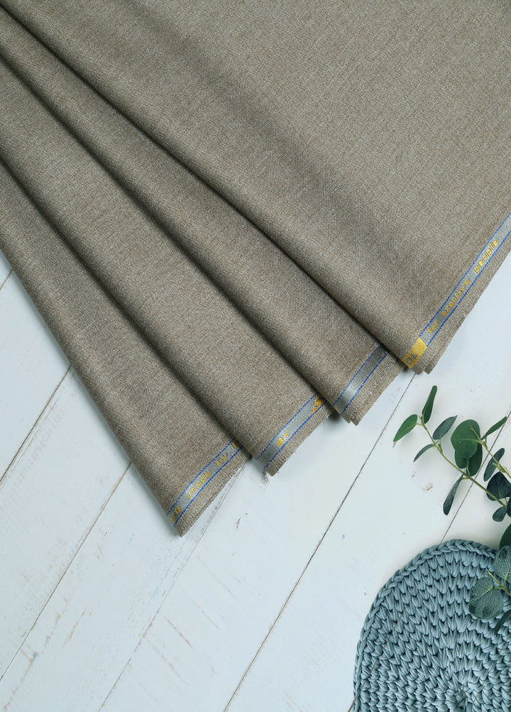 Men Unstitch  Textured Jasper Poly Wool Blend Kameez Shalwar-Mud-GTS-EW-002