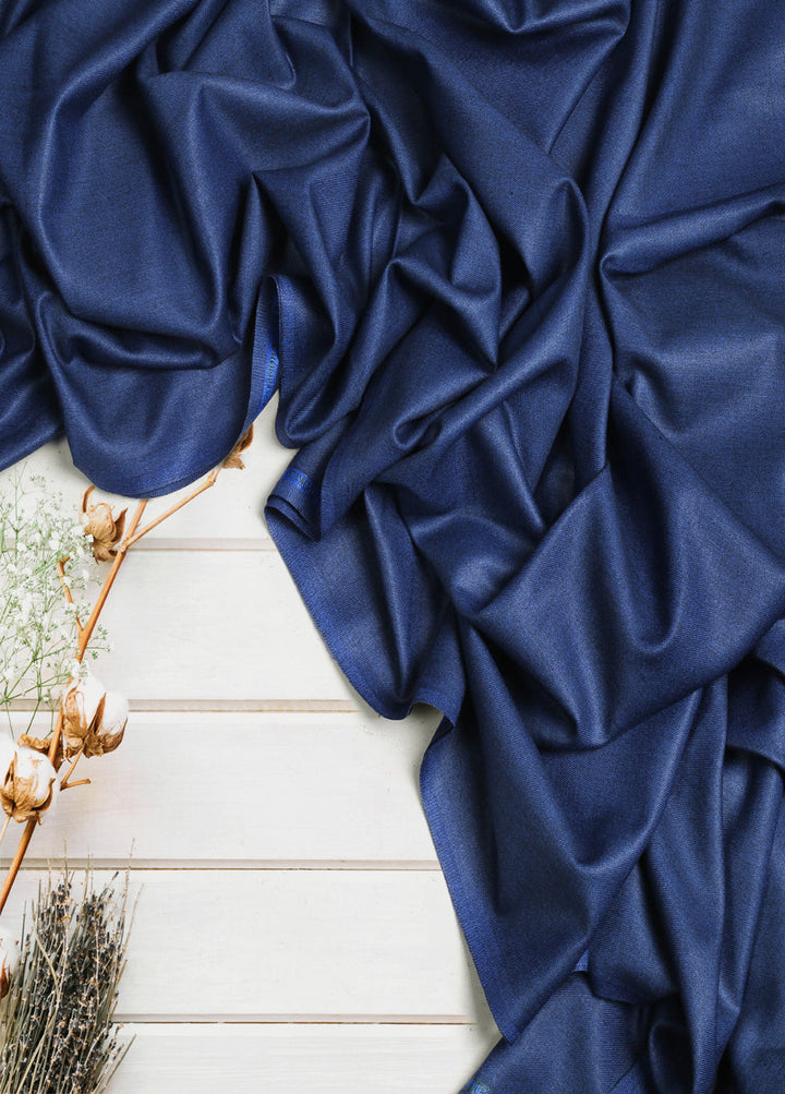 Men Unstitch Textured Jasper Poly Wool Blend  Kameez Shalwar-Denim-GTS-EW-003