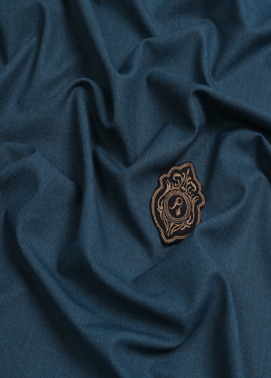 Men Unstitch Textured Shangrila Blend Kameez Shalwar-Prussian-GTS-EW-010